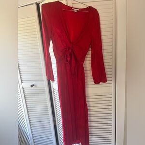 Red Topshop wrap dress with snakeskin pattern